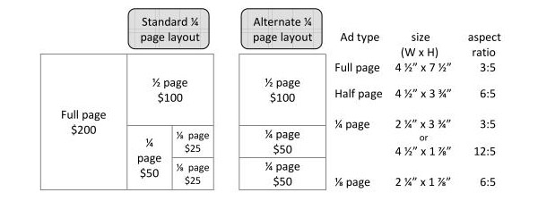 ad prices and sizes